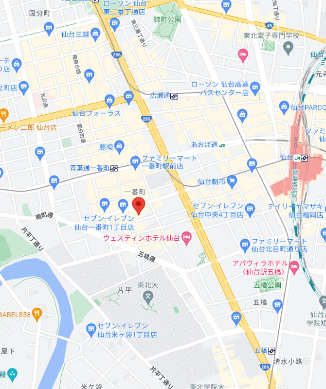 会社の所在地の地図